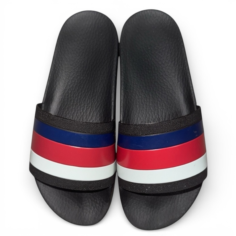 Gucci Pursuit Pool Slides Red Blue Sylvie Web Stripe Unisex Womens 7.5 8 Mens 6 - Picture 2 of 9